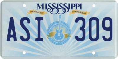 MS license plate ASI309