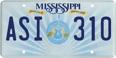 MS license plate ASI310