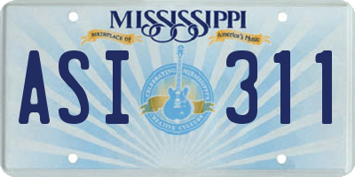 MS license plate ASI311