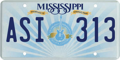 MS license plate ASI313