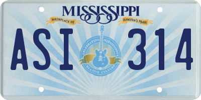 MS license plate ASI314