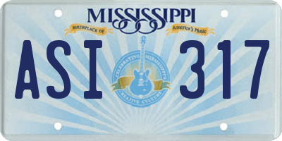 MS license plate ASI317