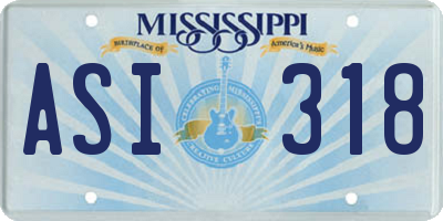 MS license plate ASI318