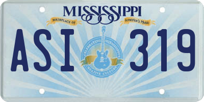 MS license plate ASI319
