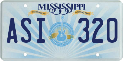 MS license plate ASI320