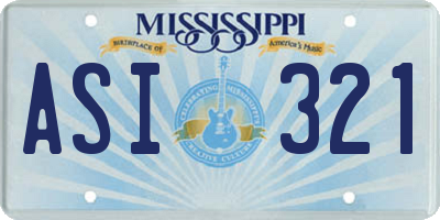 MS license plate ASI321