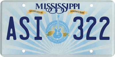 MS license plate ASI322