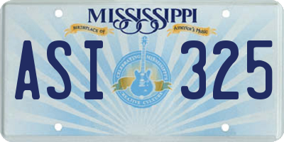 MS license plate ASI325