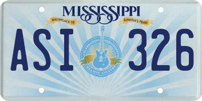 MS license plate ASI326