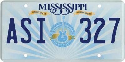 MS license plate ASI327
