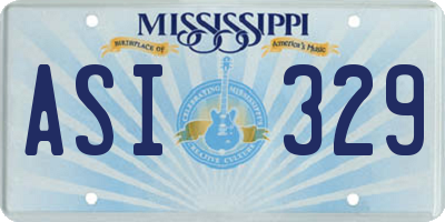 MS license plate ASI329