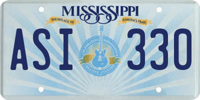 MS license plate ASI330