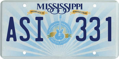 MS license plate ASI331