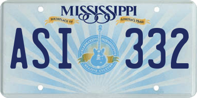 MS license plate ASI332