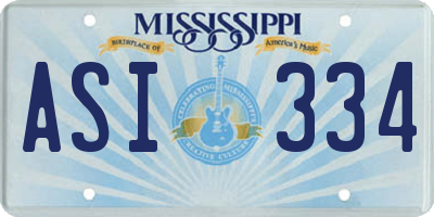 MS license plate ASI334