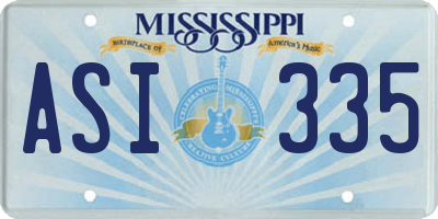 MS license plate ASI335