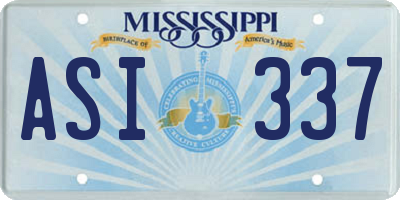 MS license plate ASI337