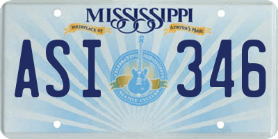 MS license plate ASI346