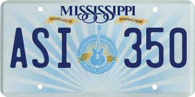 MS license plate ASI350