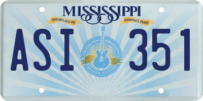 MS license plate ASI351