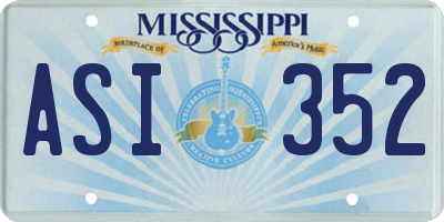MS license plate ASI352
