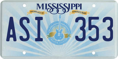MS license plate ASI353