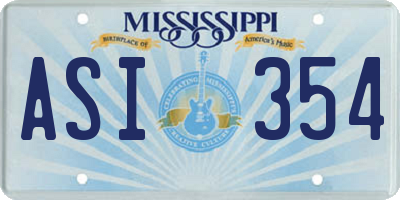 MS license plate ASI354