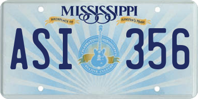 MS license plate ASI356