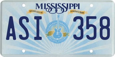 MS license plate ASI358