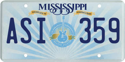 MS license plate ASI359