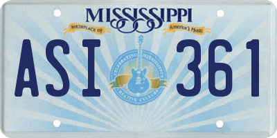 MS license plate ASI361
