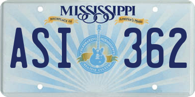 MS license plate ASI362