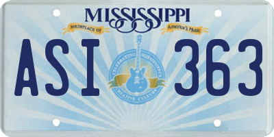 MS license plate ASI363