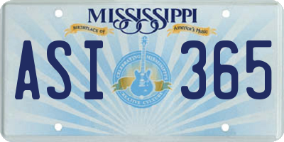MS license plate ASI365