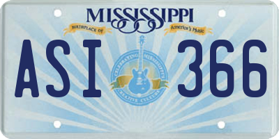 MS license plate ASI366