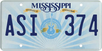 MS license plate ASI374