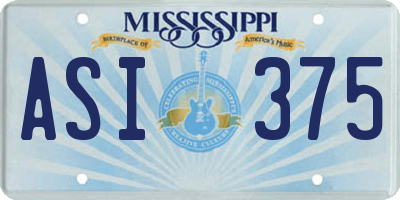 MS license plate ASI375
