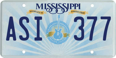 MS license plate ASI377