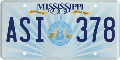 MS license plate ASI378