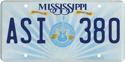 MS license plate ASI380