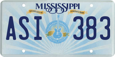 MS license plate ASI383