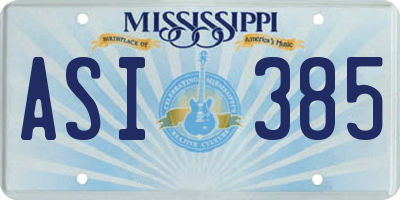 MS license plate ASI385