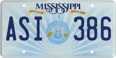 MS license plate ASI386
