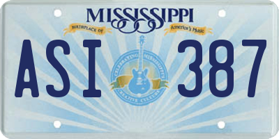 MS license plate ASI387