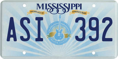 MS license plate ASI392