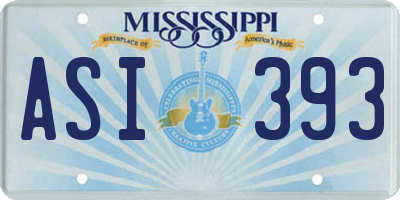 MS license plate ASI393
