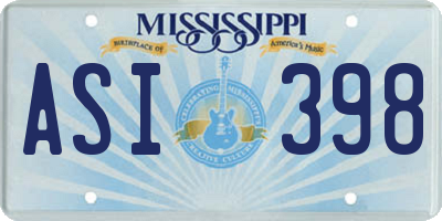 MS license plate ASI398