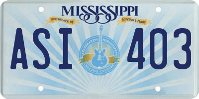 MS license plate ASI403