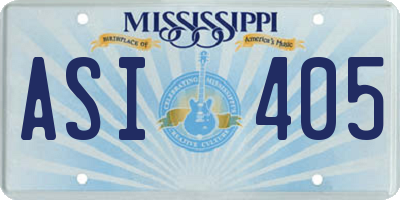 MS license plate ASI405