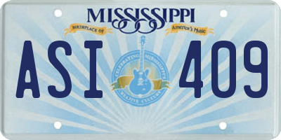 MS license plate ASI409
